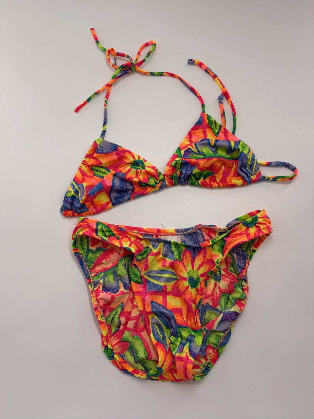 Basic Editions Vintage Tropical Bikini Swimsuit Unlined 2 Piece Small Women’s